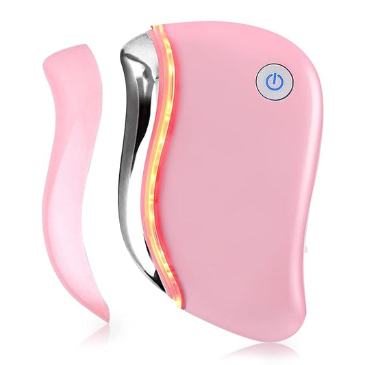 Aikertec Heat Electric Gua Sha Tool, 4-in-1 Multi-Function Anti-Aging Face Massager, Facial Contouring & Firming, Double Chin, Awakening Skin, Deep Treatment