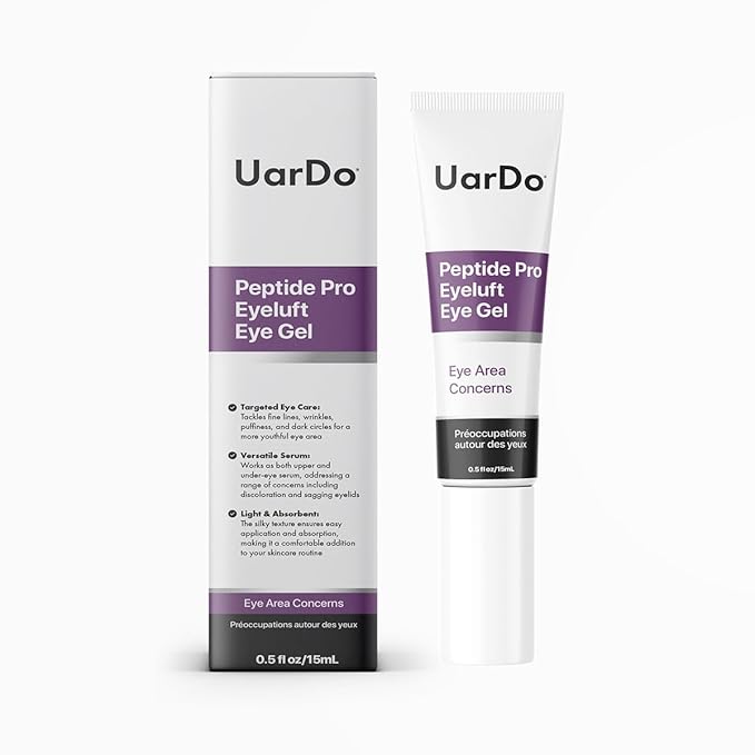 Uardo Peptide Pro Eyeluft Eye Gel 0.5 Fl Oz/ 15ml - usn113 | For All Skin Types | Targets Signs of Aging | Helps with Puffy Eyes & Wrinkles | For Women and Men