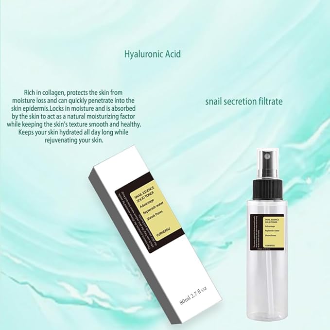 Snail Face Essence Solid Toner Spray, Fast Absorption Moisturizing Essence, Replenish Water Shrink Pore Anti-Wrinkles, Intensively Nourishment Smoothing Refreshing; 100ml/3.38 fl.oz (Snail)