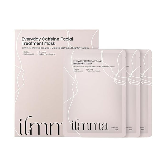 Everyday Caffeine Facial Treatment Mask - Caffeinated Formula with Ceramide, Plant Extracts, Cypress Essential Oil Ultra-Rich Formula, Men & Women Face Masks, All Skin Types (3 Sheets)