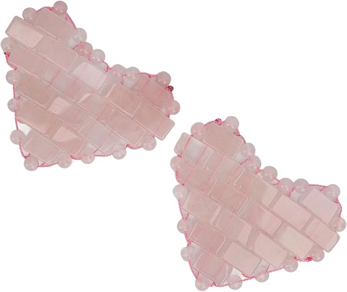 2Pcs Rose Quartz Eye Mask, Jadestone Eye Patch Reduce Facial Edema Relieve Eye Strain Heart Shaped Stone Eye Pad for Massage Facial Cooling Mask