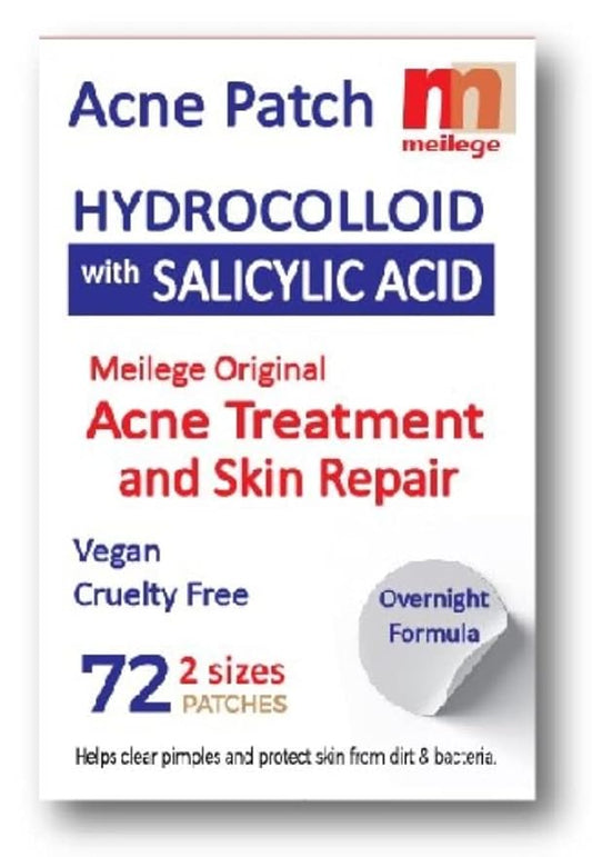 Hydrocolloid Acne Patch with Salicylic Acid to safely heal pimples fast. 72 patches in 2 sizes.