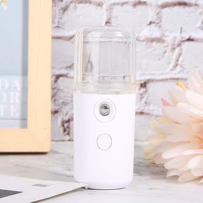 30ml Mini Nano Facial Mister Sprayer, USB Handy Cool Face Care Mist Sprayer Steamer for Hydrating Moisturizing (White)