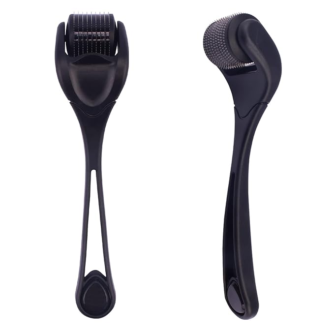 Derma Roller 540 Stainless Steel Black MOOKARDILANE Microneedling Roller w/Storage Case - B