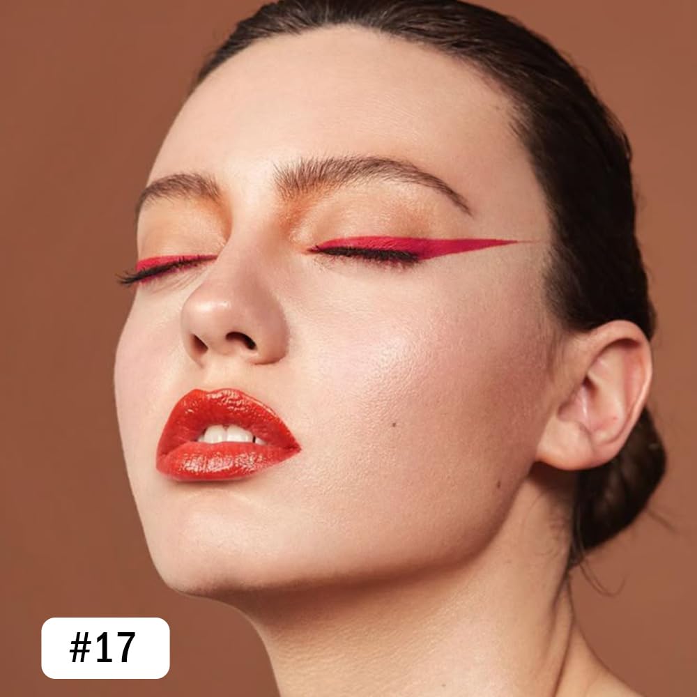 evpct Red Eyeliner Pencils for Eyes, True Red Colored Eye Liner Pencil Pen Makeup Waterproof Smudge Proof, Colored Gel Waterline Eyeliner Liquid, Face Eye Paint Stick Halloween Makeup 17