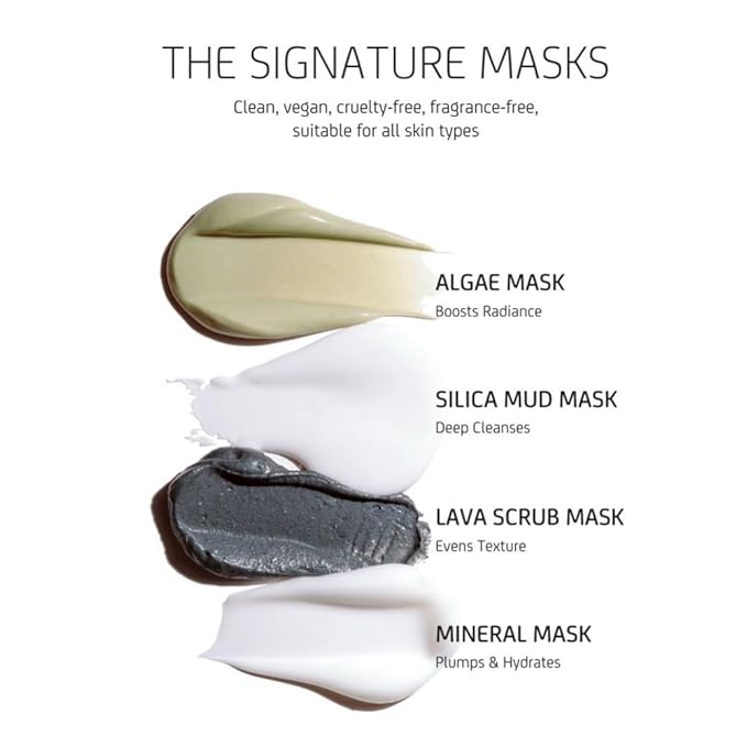 Blue Lagoon Signature Masks Travel Set, Includes Facial Mask Targeting Hydration, Calmness, Exfoliation & Nourishment, Leaving Skin Glowing and Radiant, 4 pack Skincare Gift Set