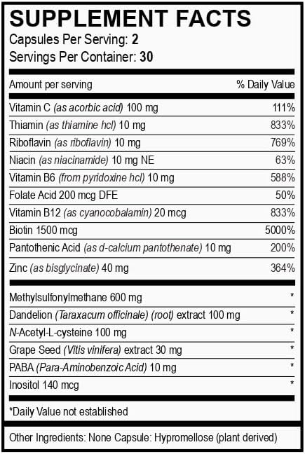 2000 Mcg, Biotin+msm, Hair Skin and Nail Support – 60 Count