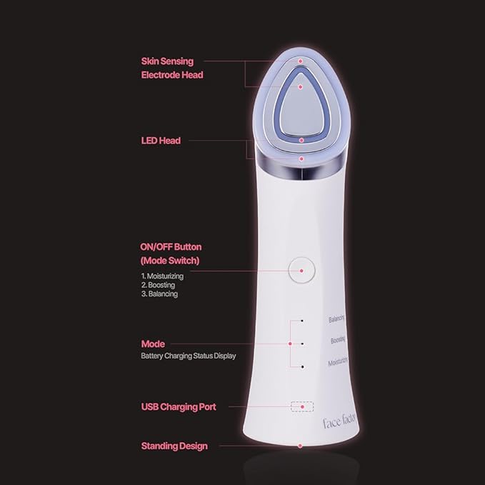 FaceFactory Boosters Pro – Anti-Aging Skin Care Device, LED & Galvanic, Glass Skin, Korean Skincare, Elasticity & Radiance, Lightweight & Safe for All Skin Types, Red Light Therapy
