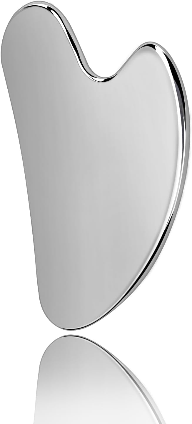 Gua Sha, Stainless Steel Gua Sha Facial Tools, Guasha Tool for Face Upgraded, Guasha Stainless Steel (Silvery)