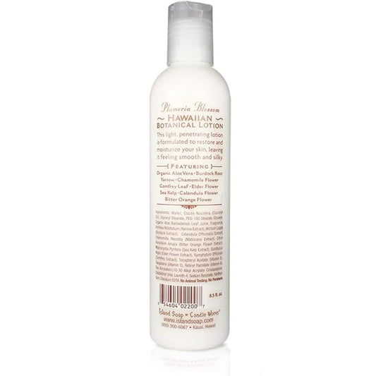 Island Soap and Candle Works Plumeria Blossom Scented Body Lotion for Men and Women, Paraben Free Body Moisturizer - Hydrating Hawaiian Skincare - 8.5 Fl Oz. Bottle