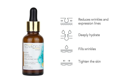 Marine Collagen Facial Serum with Algae & Hyaluronic Acid - Improves Firmness on the Skin, Helps Reducing Expression Lines & Provides Deep Hydration - 30 ml