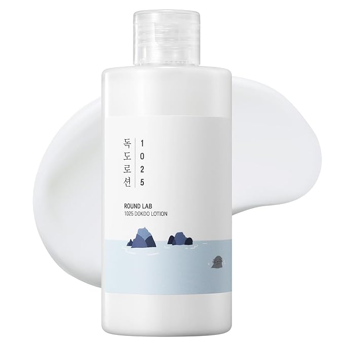 ROUND LAB 1025 Dokdo Lotion 6.76 Fl Oz, Intense Long-Lasting Hydration with Triple Hyaluronic Acid, Fluid Texture for Skin Barrier Protection, Face Moisturizer for Deep Moisture, Korean Skin Care