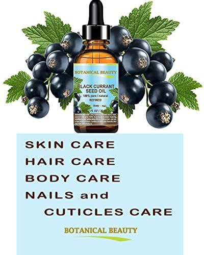 BLACK CURRANT SEED OIL 100% Pure Natural Undiluted Refined Cold Pressed Carrier oil. 1 Fl.oz. - 30 ml For Face, Skin, Hair, Lip, Nails. Rich in Gamma Linolenic acid, Omega 3 by Botanical Beauty