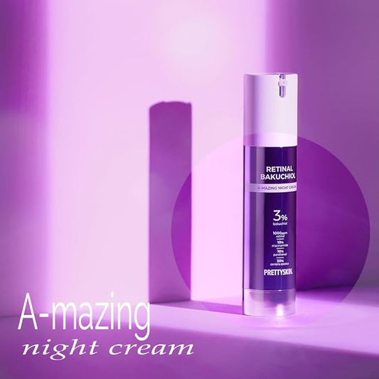 Retinal Bakuchiol At-home Night Cream Moisturizer for Face | Helps to reduce Wrinkles & Fine lines, Elasticity, Tone-up, Anti-aging, Centella Asiatica Extract 30%, Retinal 1,000 ppm (50g)