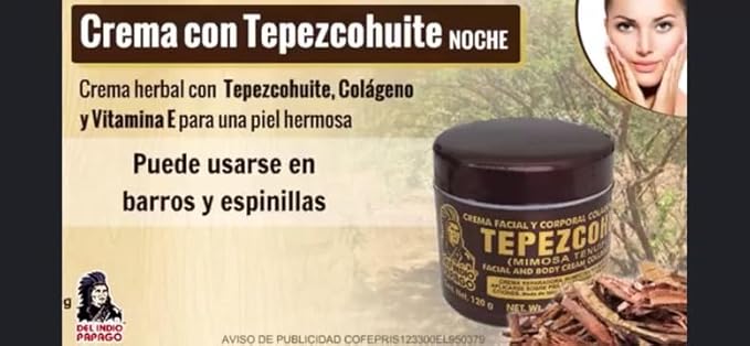 DEL INDIO PAPAGO Night Skin Cream with Tepezcohuite 60g / 2.Fl Oz