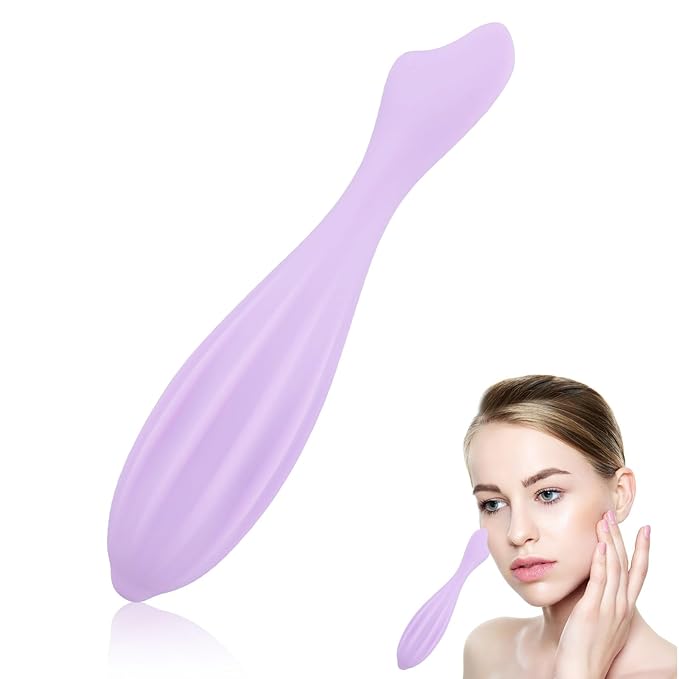 Facial Massage Roller, Silicone Face Massage Tool Shapes Body & Face Curves Face Massage Stick Skin Care Self Tool Reduces Tiredness for Women Face Massager (Purple)