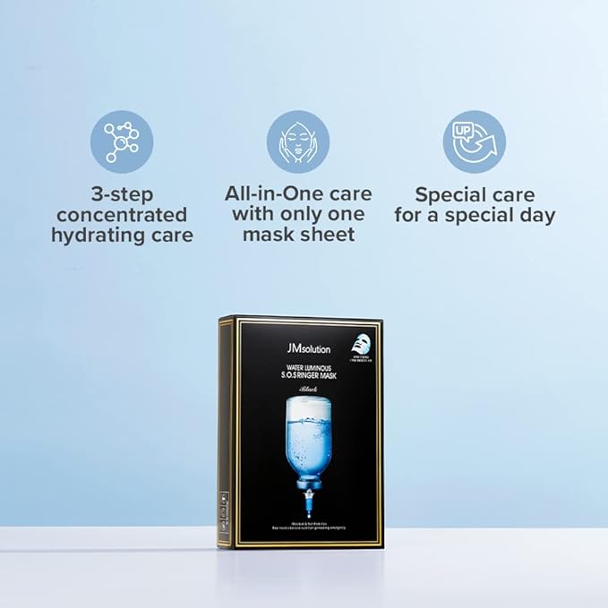 JMsolution WATER LUMINOUS S.O.S RINGER MASK Black(Pack of 10)