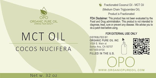 Fractionated Coconut Oil - Carrier Oil, Undiluted, Non-GMO, from Coconut Fruit not Palm - 32 oz - C8 C10, Natural, MCT, Carrier, Vegan for Skin, Hair, Nails, Body - Packaging May Vary