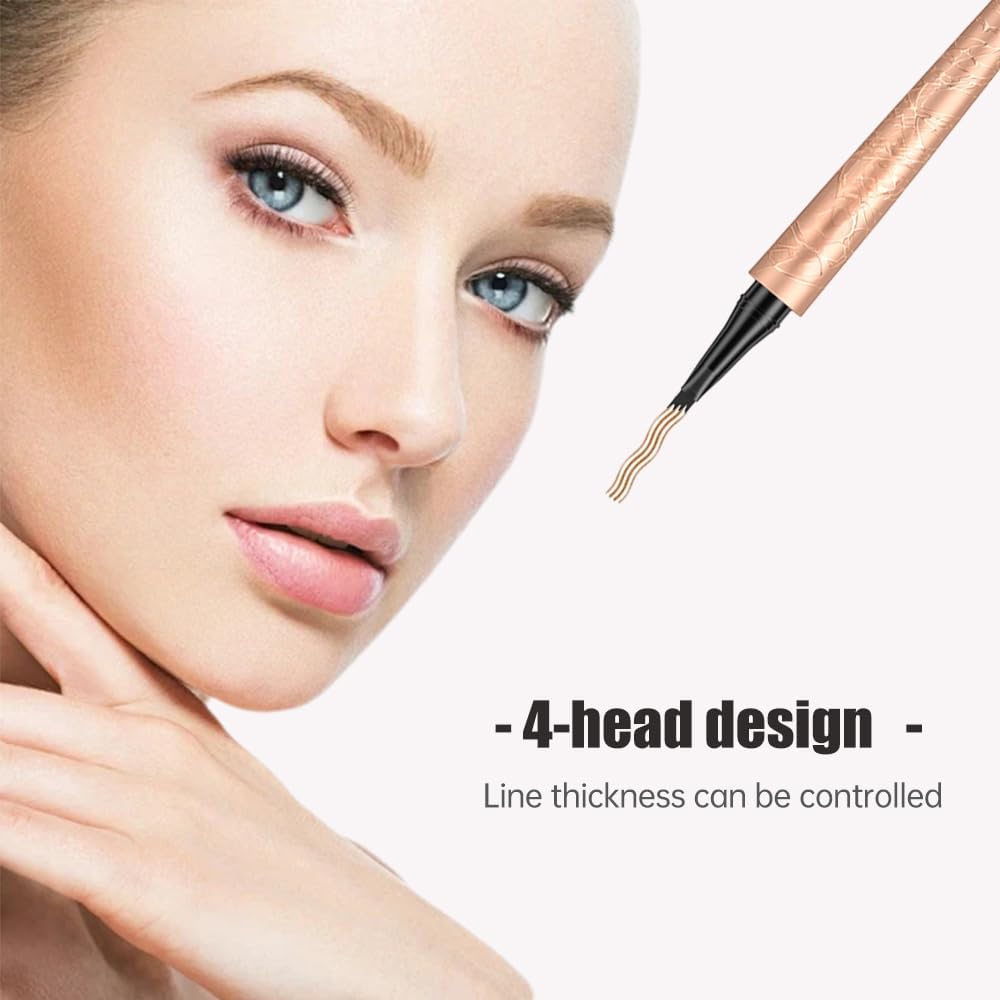 Microblading Eyebrow Pencil, 2025 New Waterproof Eyebrow Pencil, Premium Microblading Eyebrow Pen with 4 Tip, Long-Lasting Natural Magic Eyebrow Makeup Fine Stroke Eye Brow Pen for Women (Black)