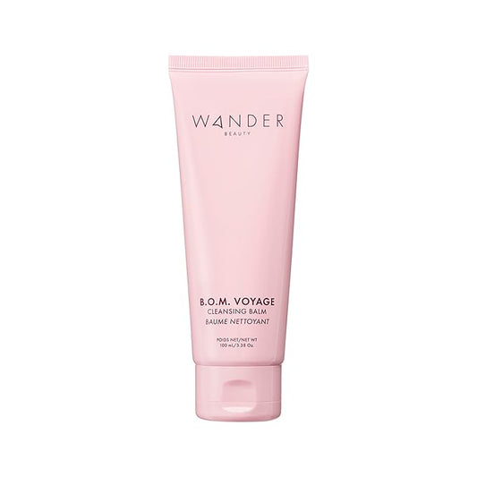 Wander Beauty B.O.M Voyage Cleansing Balm - Cleanser and Makeup Remover for Eyes & Face - Cleansing Balm Makeup Remover - Nourishing Face Wash Transforms From Balm to Oil to Milk Cleanser - 3.38 oz