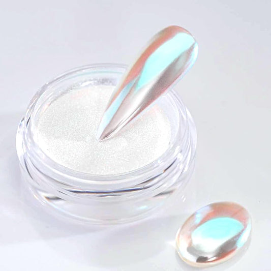 Pretty Diva Unicorn Chrome Nail Powder - Aurora Iridescent Nail Chrome Powders, Magic Aura Nail Powder Moonlight Blue Mirror Finish Mermaid Chrome Powder for Nails Manicure Pigment