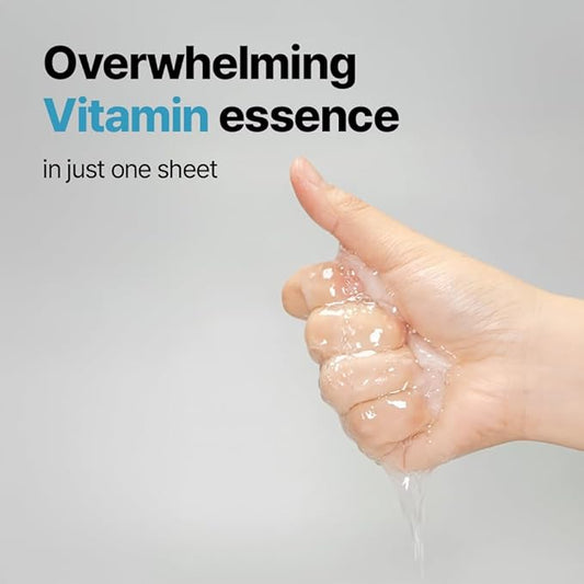 Vitamin C and Niacinamide Authentic Glow Sheet Mask - even skin tone, helps reduce hyperpigmentation and blemish care, glass skin, instant glow, non irritating, Korean skincare, 10 sheets/0.7 oz