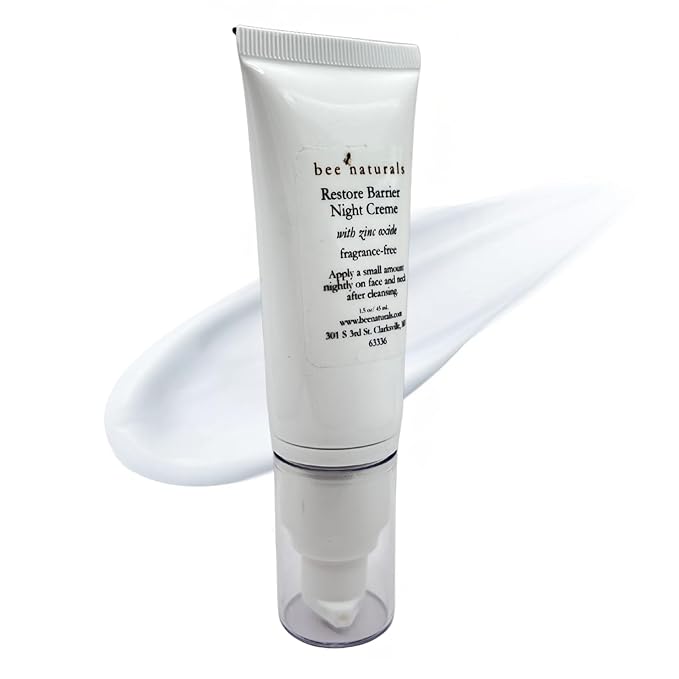 Bee Naturals Restore Night Creme with Zinc Oxide - Barrier Support & Hydration, Dermatologist-Recommended Non-Comedogenic Formula, Ideal for Face Basting, All Skin Types, Fragrance-Free, 1.5 Oz