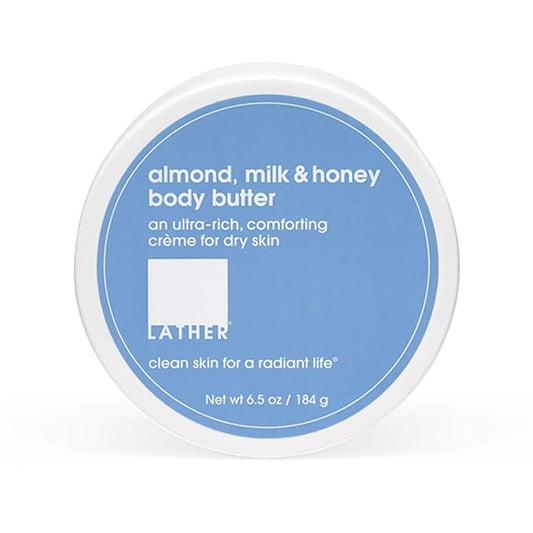 LATHER Almond Milk & Honey Body Butter + Sweet Almond Face Moisturizer | Gentle & Natural Face Moisturizer + Body Butter