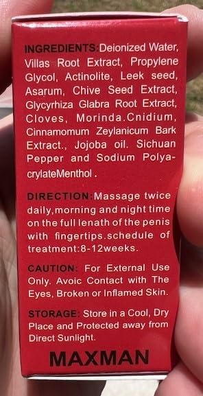 Massage Oil Enlargement Oil Increase Enlarge Gel Thicker Longer Stronger Large Size Enlarger Cream BLSEX for Men (MX-RED)