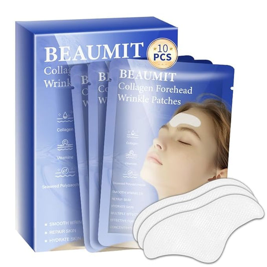 10pcs Masks | Collagen Forehead Anti-Wrinkle Treatments | Jelly Touch Mask | Skin-Friendly Hydrogel for Deep Hydration, Firming & Fine Line Reduction, Targets Forehead Wrinkles & Frown Lines