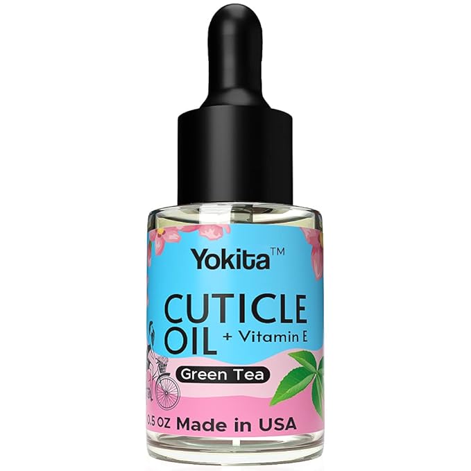 Premium Brush On Cuticle Oil Milk and Honey Natural Healing Infused, Soothes and Moisturizes Cuticles with Vitamin E 0.5 oz (Green Tea)