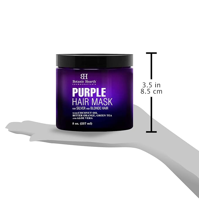 Botanic Hearth Purple Hair Mask for Silver and Blonde Hair – 8 oz – Toning Hair Treatment with Coconut Oil, Bitter Orange, Green Tea & Aloe Vera