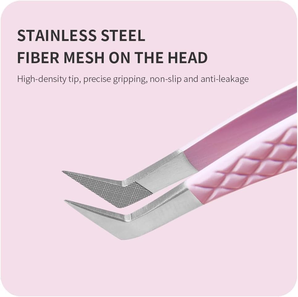 Eyelash Extension Tweezers,Fiber Tip Grip Boot Volume Lash Tweezers,Professional Pointed Lash Extension Tweezers for Easy Lash Application and Removal-F04