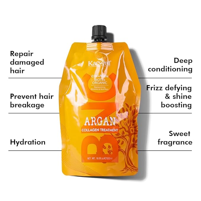 Karseell Hair Treatment Conditioner, 16.9 Fl Oz (500ml) - Deep Repairing with Argan Oil & Keratin for Dry, Damaged, Curly, Bleached Hair