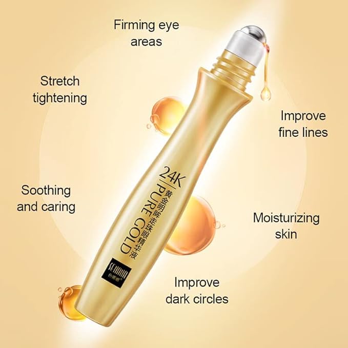 24K Gold Anti-Wrinkle Smoothing Under Eye Cream for Dark Circles, Puffiness, Eye Bag, Anti Aging Correxion Line Daily Cream with Hyaluronic Acid, 15 ML (1)