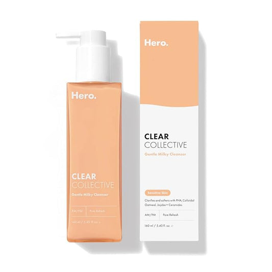 HERO COSMETICS Clear Collective Gentle Milky Cleanser from Gentle Pore-Clarifying Cleanser for Sensitive, Blemish-Prone Skin with PHA, Colloidal Oatmeal, and Jojoba + Ceramides (5.4 fl oz)