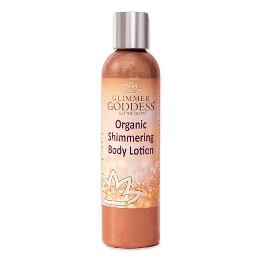 GLIMMER GODDESS Organic Body Shimmer Lotion - Super Level 3 Bronze Body Shimmer, 8 oz