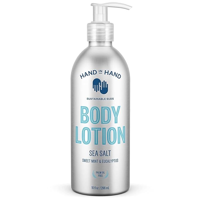 Hand in Hand Moisturizing Body Lotion, Dry Skin Lotion with Shea Butter, 10 Fl Oz, Sweet Mint & Eucalyptus, Sea Salt Scent, 2 Pack
