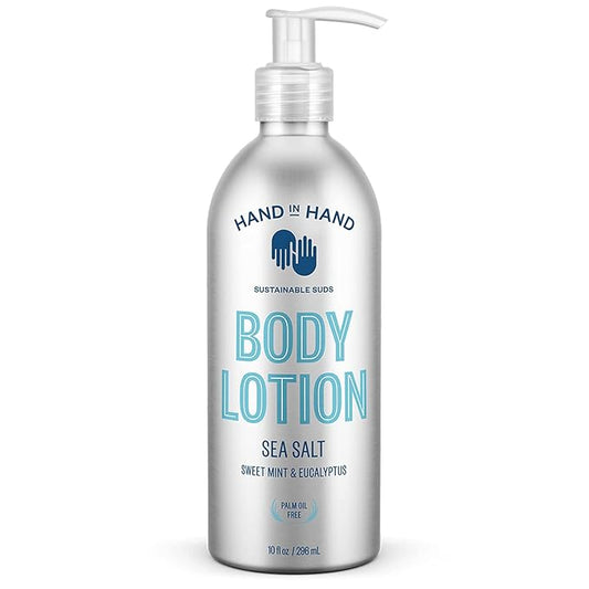 Hand in Hand Moisturizing Body Lotion, Dry Skin Lotion with Shea Butter, 10 Fl Oz, Sweet Mint & Eucalyptus, Sea Salt Scent, 2 Pack