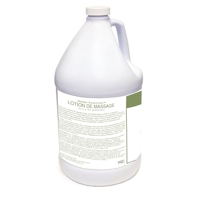 Master Massage Organic, Unscented, Vitamin-Rich & Water-Soluble Massage Lotion - 1 Gallon, Clear