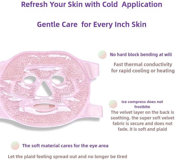 2 PCS Gel Mask,Reusable,Face & Eye Mask with Hole,Dark Circles,Dry Eyes,DeepSleep,Headaches,Puffiness,Stress,migraines,Eye Bags.Allergies,Sinus discomfort,migraines (01-Blue)