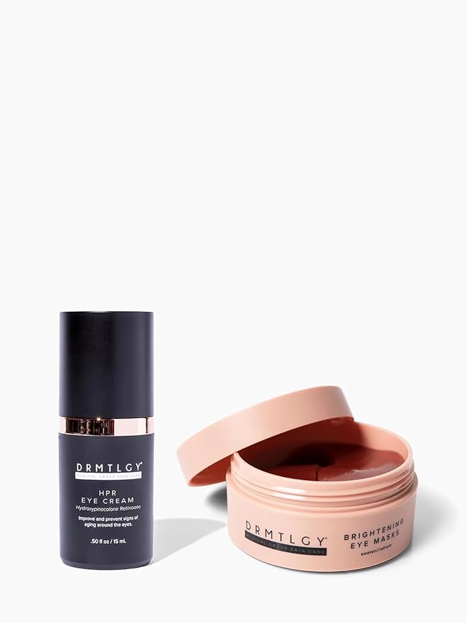 DRMTLGY Bright Eyes Set: HPR Eye Cream & Brightening Eye Masks - Target Dark Circles, Puffiness, Wrinkles, and Bags Under Eyes