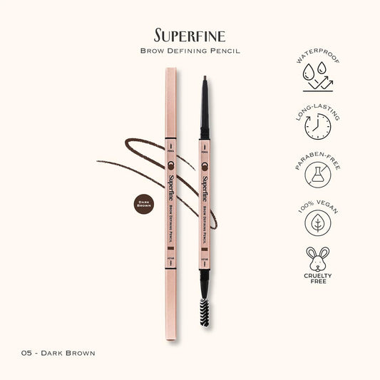 Beauty Superfine Micro Brow Pencil – 1.5mm Ultra-Fine Tip, Waterproof, Vegan Formula, 6 Shades – Long-Lasting Natural Eyebrow Pencil (05 - Dark Brown, 0.08G/0.002 FL.OZ（pack of 1）)