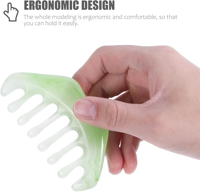 Healifty Resin Massage Comb 3Pcs - Guasha Scalp Comb, Handheld Gua Sha Scraping Massage Tool for Head Caring, Relax (Green & Yellow & Apricot)