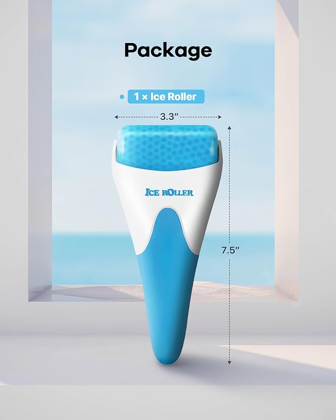 Ice Roller, Ice Roller for Face, Ice Face Roller, Cold Facial Ice Roller Massager for Eye Puffiness, Women's Gifts, Migraine, TMJ Pain Relief & Minor Injuries, Skin Care Products (Blue)