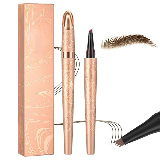 Microblading Eyebrow Pen, 2025 New 3D Waterproof Eyebrow Pencil, Premium Eye Brow Pen with 4 Tip, Long-Lasting Natural Magic Eyebrow Makeup Fine Stroke Contouring Pencil Stay on All Day (Dark Brown)