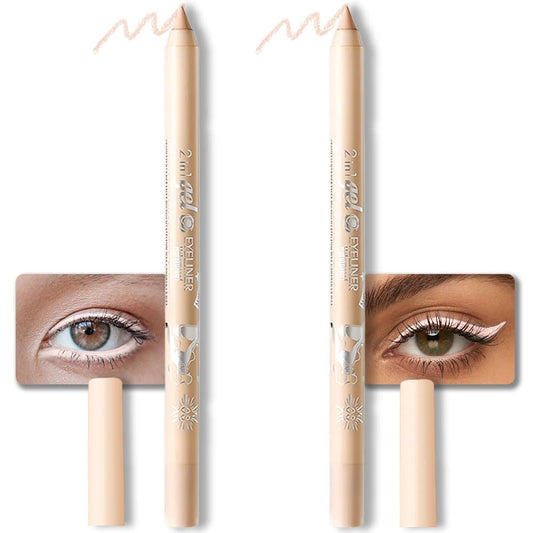 evpct 2Pcs Nude Color Gel Glitter Eyeliner Pencils Set for Women Waterline Waterproof Smudge Proof lapiz de ojos delineador de ojos contra el agua Eye Liner Makeup