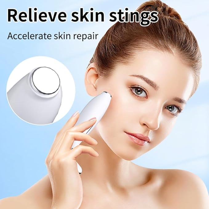 Facial Massager -7 Color Red-Light-Therapy for Face and Neck for Wrinkles, Double Chin, Vibrating Facial Massager with Thermals (White6)