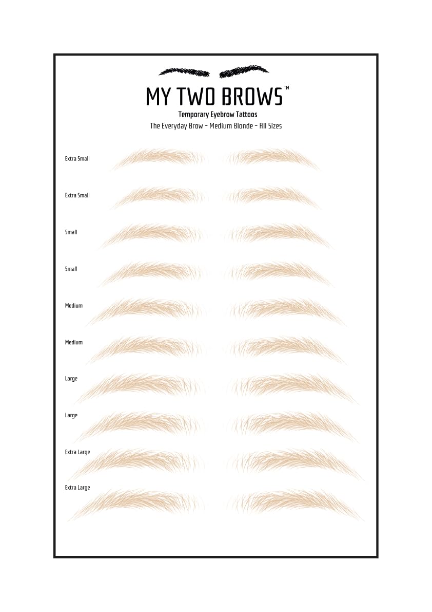 (10 pairs) Medium Blonde Temporary Eyebrow Tattoo - Medium Size - Waterproof & Smudgeproof - Everyday Brow Style Eyebrow Stickers - Sheet Lasts up to 30 Days - Won't Work on Existing Brows