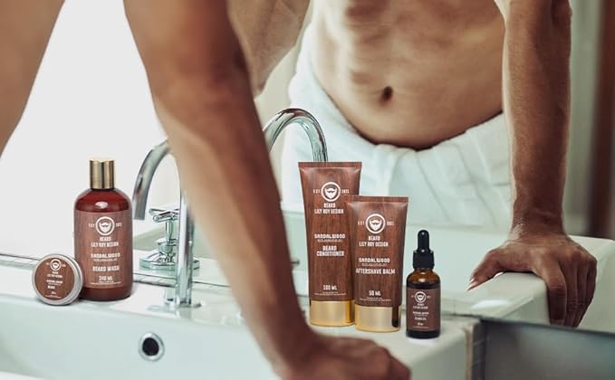 Father’s Day Gift - 12Pcs Sandalwood Men's Bath & Beard Gift Set for Men, Self Care Set with Beard Wash | Luxury Grooming Kit for Dad, Husband, Boyfriend, Christmas, Valentine’s, Birthday Gift for Him